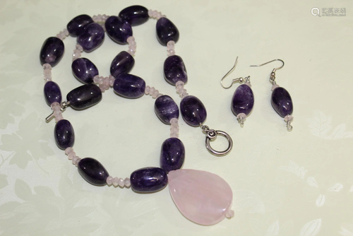 Quartz Beads Necklace and Earrings