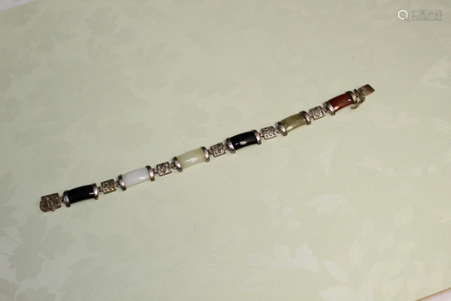 Chinese Silver and Stone Bracelet