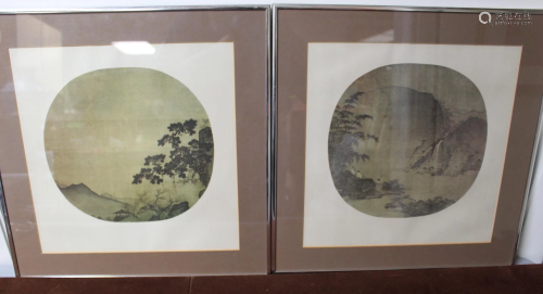 Pair of Chinese Fan Painting Prints
