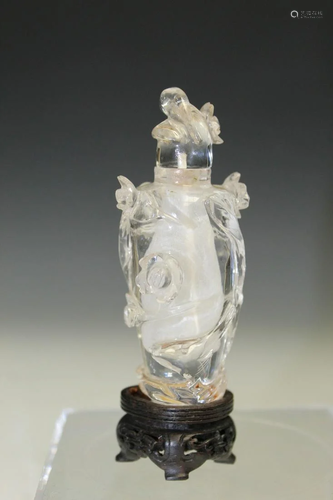 Chinese Carved Rock Crystal Snuff Bottle