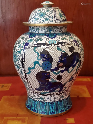 Chinese enameled temple jar.