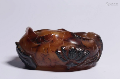 Republic of China 20 Century Agate 'Lotus Pond' Washer