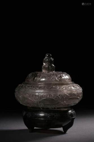 Qing Dynasty Smoky Quartz Incense Burner
