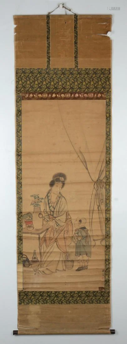 Qing Dynasty Paper Vertical Axis Scroll