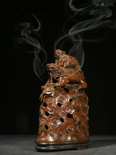 Boxwood 'Dragon turtle' Incense Burner Ornament