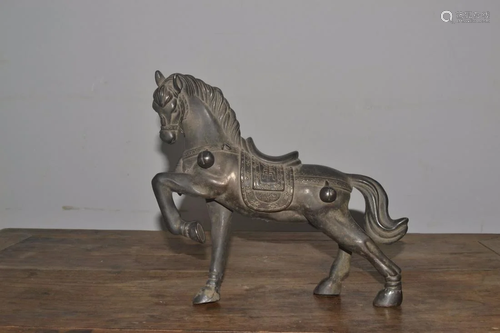 Qing Dynasty Sterling Silver Horse Ornament