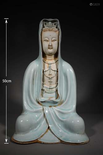 A YUAN DYNASTY MISTY BLUE KWAN-YIN