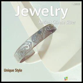 Chinese Silver Cuff Bangles, Estate Jewelry