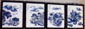 Four Chinese Landscpe,Portrait Porcelian Painting