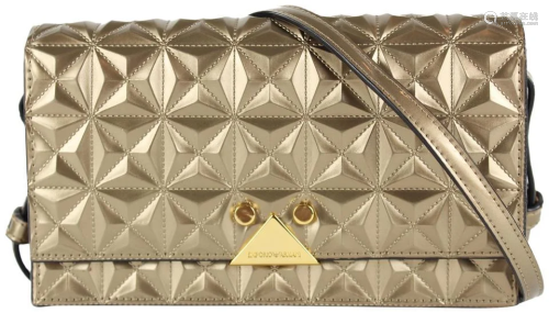 Emporio Armani Gold Geometric Quilted Crossbody Flap