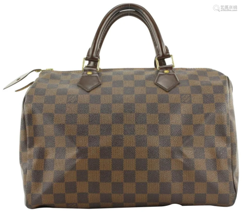 Louis Vuitton Damier Ebene Speedy 30 Boston Bag