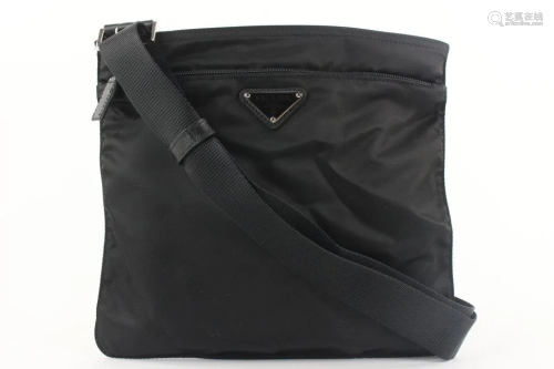 Prada Black Nylon Tessuto Messenger Crossbody Bag
