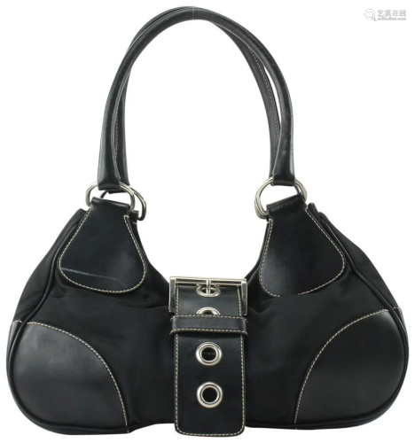 Prada Black Belted Shoulder Bag