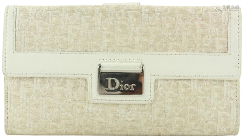 Dior Beige Monogram Trotter Long Flap Wallet