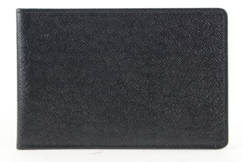 Louis Vuitton Black Leather Card Holder Wallet Case