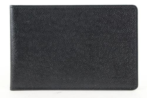 Louis Vuitton Black Leather Card Holder Wallet Case