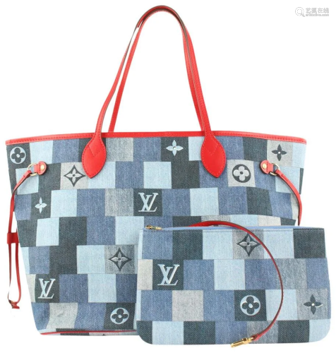 Louis Vuitton Denim Patchwork Monogram Neverfull MM