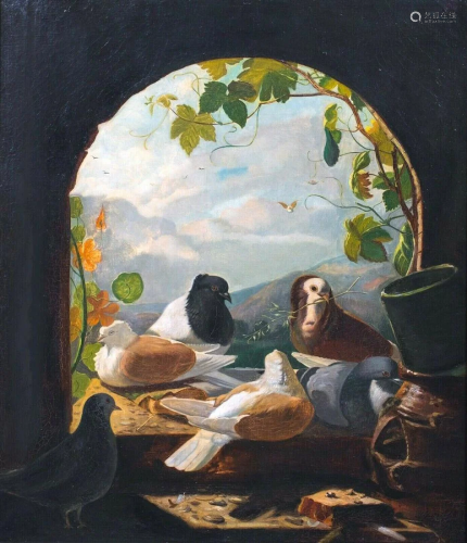 Bird Scene Oil Painting