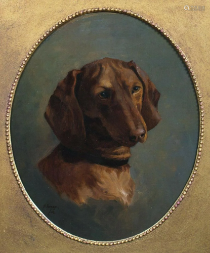 Brown Dachshund Oil Painting