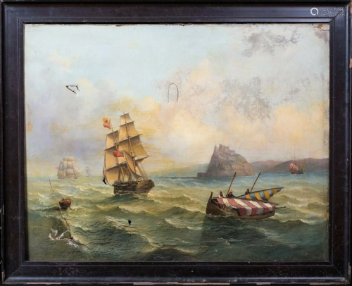 Ships Sailing Oil Painting