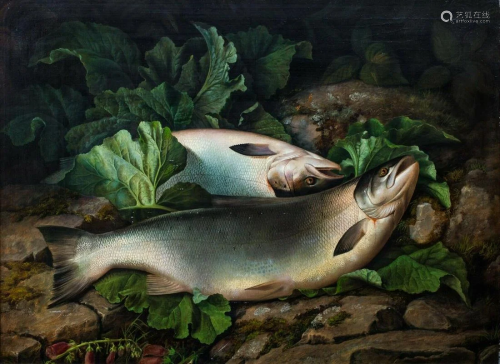 Salmon Fishing Oil Painting