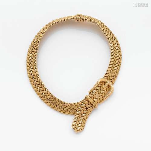 HERMES ELEGANT COLLIER A TRANSFORMATION En maille chevrons d...