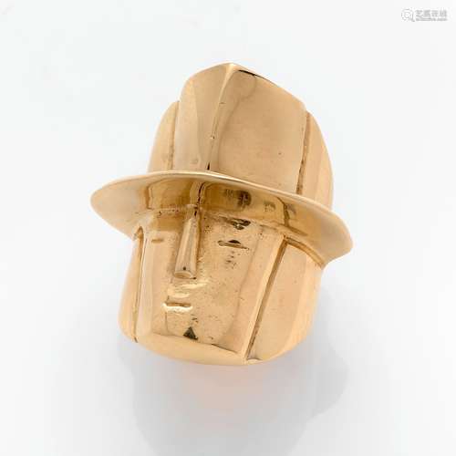 JEAN-MICHEL FOLON (1934-2005) LE MAGICIEN (2000) BAGUE En or...