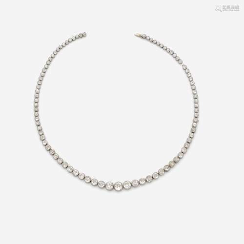 COLLIER RIVIERE A TRANSFORMATION En platine et chute de diam...