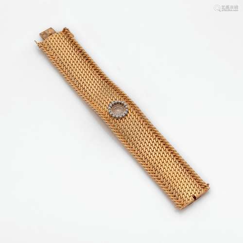 OMEGA BRACELET MONTRE DE DAME Bracelet ruban d'or jaune tiss...