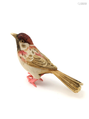 Chinese Polychrome Carved Bird