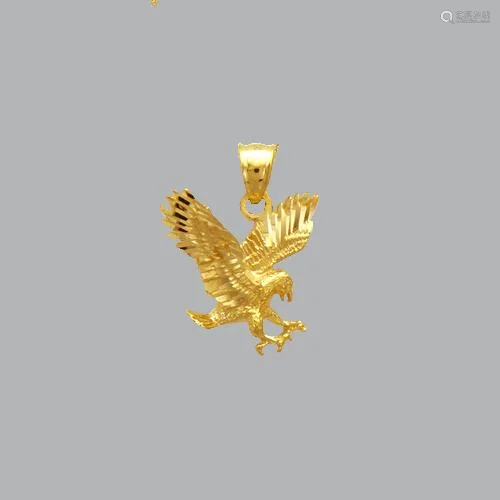 NEW 14K YELLOW GOLD FANCY EAGLE PENDANT