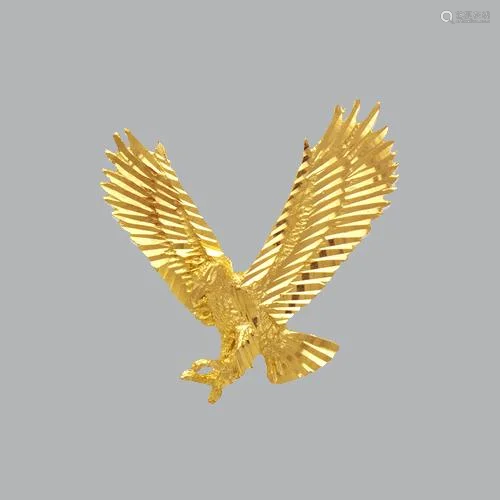 NEW 14K YELLOW GOLD FANCY LARGE EAGLE PENDANT