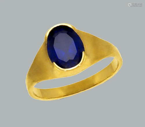 NEW 14K YELLOW GOLD CZ KIDS BABY RING BLUE OVAL