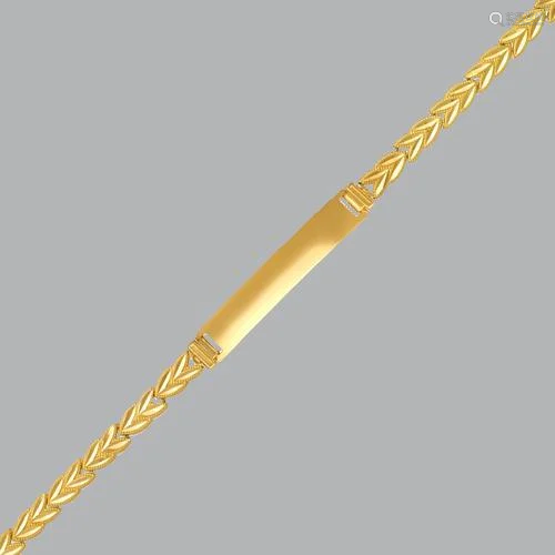 14K YELLOW GOLD BABIES BABY LEAF ID BRACELET