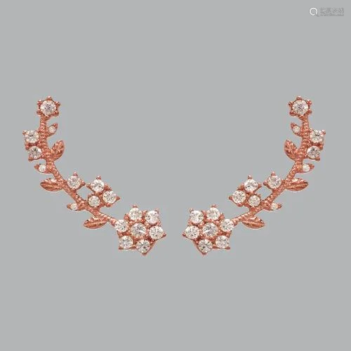 14K ROSE GOLD LADIES FANCY CRAWLER FLOWER BRANCH …