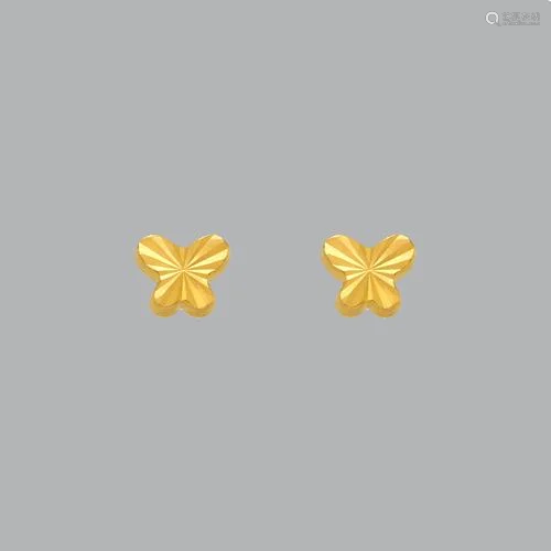 NEW 14K YELLOW GOLD CHILDRENS FANCY BUTTERFLY STUD …