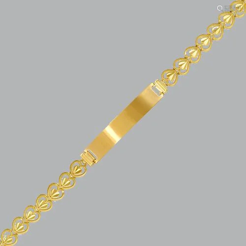 14K YELLOW GOLD BABIES BABY HEART ID BRACELET