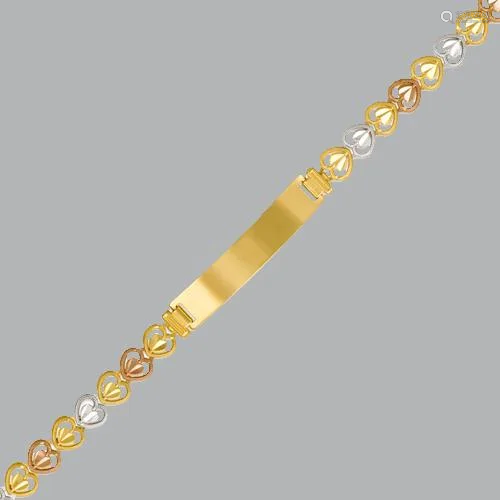 14K TRI COLOR GOLD BABIES BABY HEART ID BRACELET