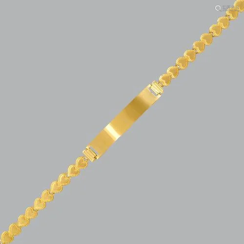 14K YELLOW GOLD BABIES BABY HEART ID BRACELET