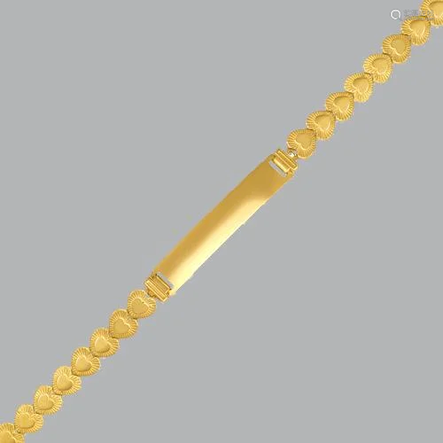 14K YELLOW GOLD BABIES BABY HEART ID BRACELET