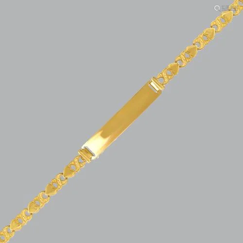 14K YELLOW GOLD BABIES BABY HEART ID BRACELET