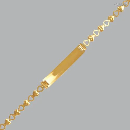 14K YELLOW GOLD BABIES BABY HEART ID BRACELET