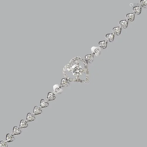 NEW 14K WHITE GOLD LADIES FANCY HEART CZ SET BRACE…