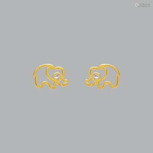 14K YELLOW GOLD CHILDREN'S FANCY ELEPHANT STUD…