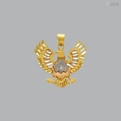 NEW 14K TRI COLOR GOLD FANCY EAGLE PENDANT