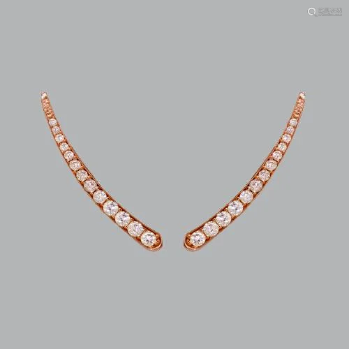 14K ROSE GOLD LADIES FANCY CRAWLER CZ SET EARRINGS