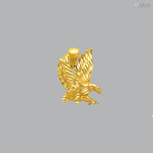 NEW 14K YELLOW GOLD FANCY EAGLE PENDANT