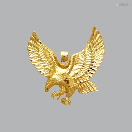 NEW 14K YELLOW GOLD FANCY EAGLE PENDANT