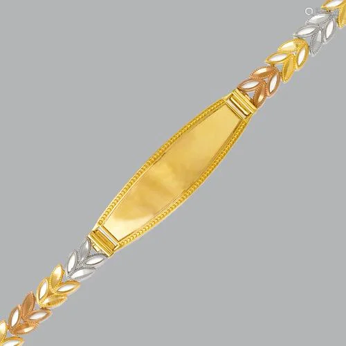 NEW 14K TRI COLOR GOLD ID BRACELET