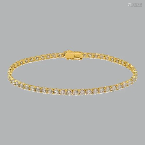 14K YELLOW GOLD ROUND CZ TENNIS BRACELET